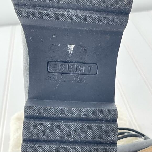 ESPRIT Elaine Black Faux Fur Platform Preppy Lace Up Strappy Boots Size 8.5 - Picture 8 of 10